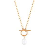 srebrny pozłacany naszyjnik z naturalną perłą