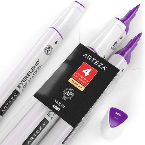 Zestaw 4 Markerów Alkoholowych Dwustronne Fioletowe Do Rysowania Szkice na Arena.pl