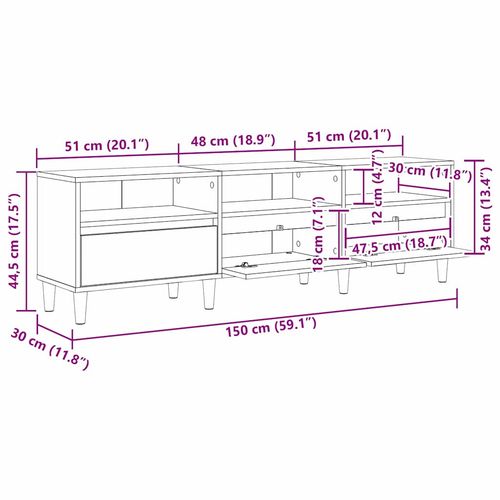 Szafka pod telewizor z szufladą Stare drewno 150 x 30 x 45 cm na Arena.pl