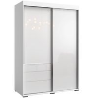 Szafa przesuwna z szufladami Torino 2D 140 Biała (lacobel)