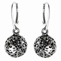 ELEGANCKIE OKSYDOWANE SREBRNE WISZĄCE AŻUROWE KULKI KULECZKI BALLS AŻUR