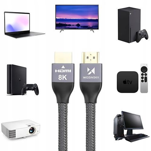 Kabel HDMI 2.1 PRZEWÓD ULTRA HIGH SPEED 8K/60HZ 4K/120HZ CERTYFIKOWANY na Arena.pl