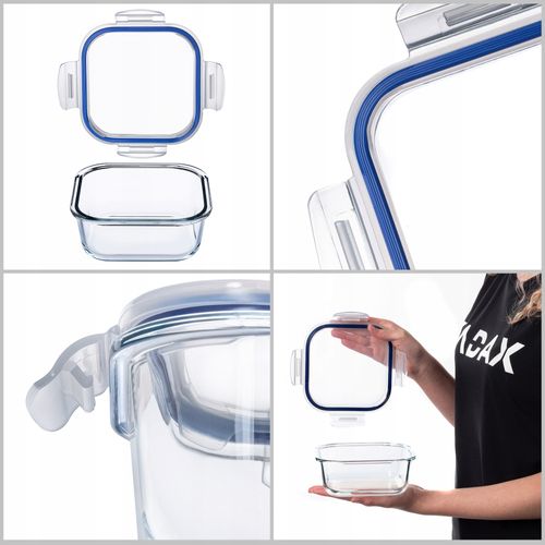 KADAX Szklany Pojemnik Na Żywność 800ml Z Pokrywką Śniadaniówka na Arena.pl