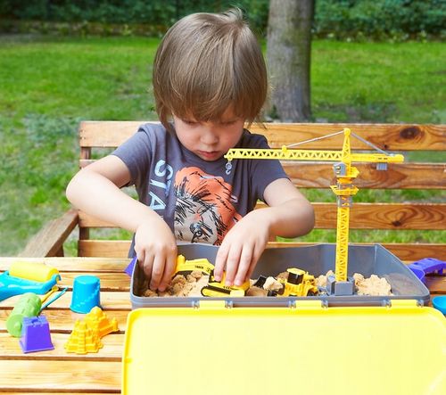 Zestaw Konstrukcyjny Dźwig Piasek Kinetyczny Pojazdy Budowlane dla Dzieci na Arena.pl