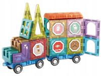 KLOCKI MAGNETYCZNE EDUKACYJNE PANELE SAMOCHÓD AUTA FIGURY ZESTAW 51 EL