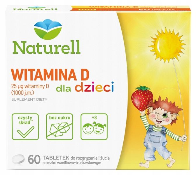Naturell Witamina D dla dzieci 60 tabl. do żucia zdjęcie 1