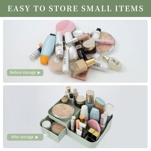 Organizer Na Kosmetyki Biurko Z Szufladą Zielony Pojemnik 26x17 Cm Duży na Arena.pl