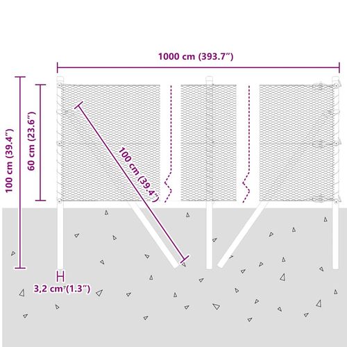 Ogrodzenie z słupkami Szary 0.6 x 10 m Stal pokryta PCV na Arena.pl