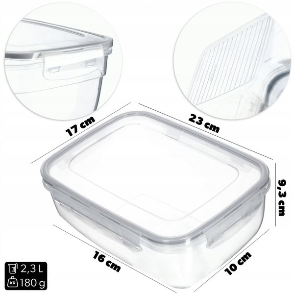 POJEMNIK NA ŻYWNOŚĆ LUNCH PUDEŁKO PLASTIKOWE 2,3L zdjęcie 2