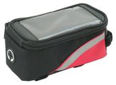 Sakwa rowerowa na ramę z etui na smartphone - czarno/czerwona