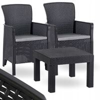 Zestaw Meble Ogrodowe Technorattan Na Taras Ogród Komplet Czarne FRESNO