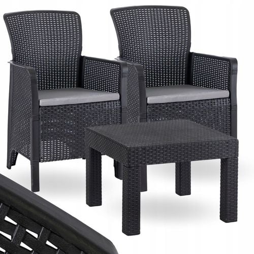 Zestaw Meble Ogrodowe Technorattan Na Taras Ogród Komplet Czarne FRESNO na Arena.pl