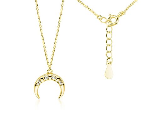 Pozłacany srebrny naszyjnik gwiazd celebrytka księżyc moon białe cyrkonie srebro 925 Z1710N_G na Arena.pl