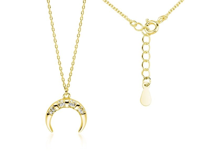 Pozłacany srebrny naszyjnik gwiazd celebrytka księżyc moon białe cyrkonie srebro 925 Z1710N_G zdjęcie 1