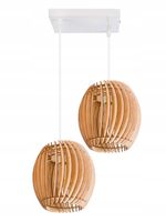 LAMPA WISZĄCA sufitowa żyrandol ZWIS klosz BECZUŁKA drewno na 2x E27