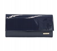 Laura Biaggi - elegancka torebka wizytowa łańcuszek granatowa lakier JP115