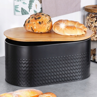 Chlebak stalowy pojemnik na pieczywo chleb z deską 34x18.5x15.5cm VILDE