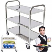 WÓZEK KELNERSKI CATERINGOWY 3 PÓŁKOWY STAL NIERDZEWNA 240 KG 95x50x93 CM