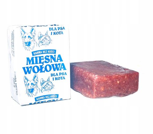 MIĘSO MROŻONE WOŁOWE DLA PSA BEZ KOŚCI BARF 100% KOSTKI KARMA WOŁOWA 10KG na Arena.pl