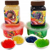 Zestaw do Bubble Tea kulki 2x450g i żelki 2x450g LICZI JABŁKO TRUSKAWKA