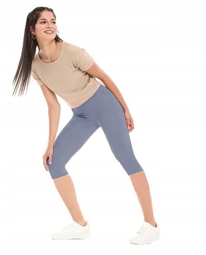 LEGGINSY BAWEŁNIANE KOLARKI getry RYBACZKI 3/4 PRĄŻKOWANE KRYJĄCE - XL/XXL na Arena.pl