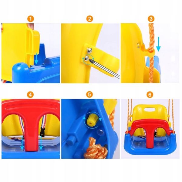 Huśtawka Ogrodowa Modułowa domowa dla Dzieci 3w1 Mocna na Linach Bezpieczna zdjęcie 10