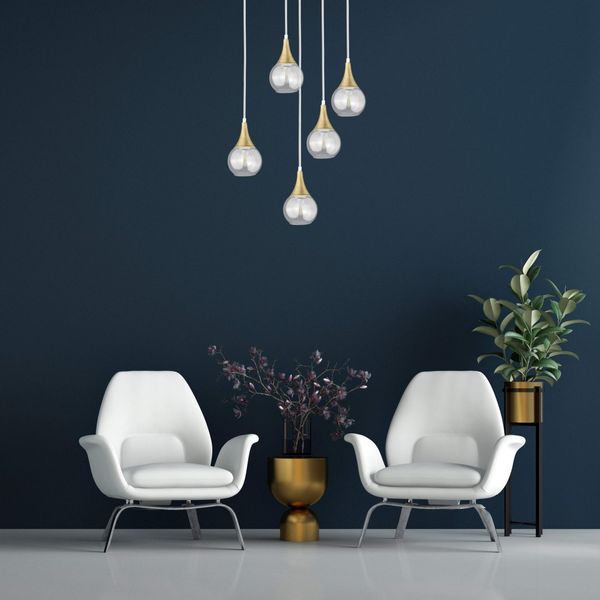 Lampa wisząca 5xE27 LACRIMA CLEAR WHITE/GOLD zdjęcie 3