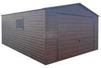 Garaż blaszany 4x5m Brama uchylna drzwi okno drewnopodobny dwuspadowy TS844