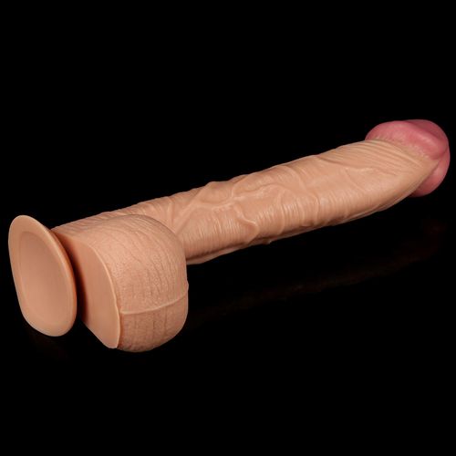 Lekko Zakrzywione Cieliste Dildo Z Przyssawką 33Cm na Arena.pl