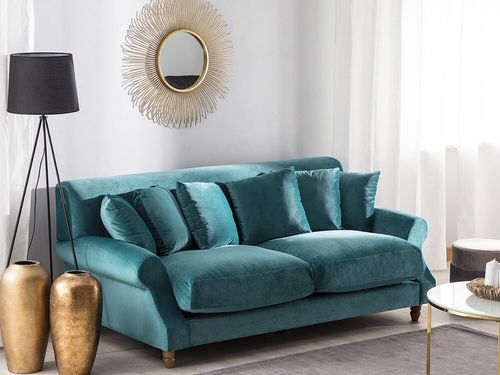 Sofa 3-osobowa welurowa lazurowa EIKE na Arena.pl
