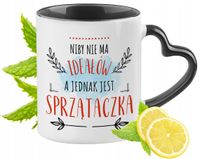 Dla Sprzątaczki Kubek Czarny Z Uszkiem W Kształcie Serca Na Prezent