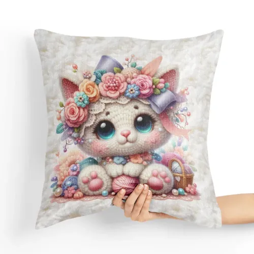 Poduszka Mały Biały Kotek - Poduszka Dekoracyjna Tył poduszki: - Czarny na Arena.pl