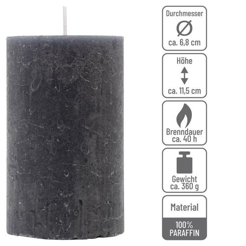 Zestaw świec rustykalnych, 11,5 cm, Ø 6,8 cm, antracyt, 6szt na Arena.pl