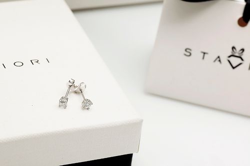 srebrne małe kolczyki z cyrkonią - ksc0567 na Arena.pl