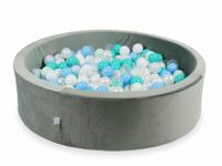 Suchy basen z piłeczkami 400 sztuk 110x30 Velvet szary (jasnomiętowe, turkusowe, jasnobłękitne, błękitne jasne perłowe, perłowe, białe, przezroczyste)