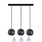 LAMPA WISZĄCA LINEA 3 x 12cm CZARNA + MIEDŹ + 3GU10