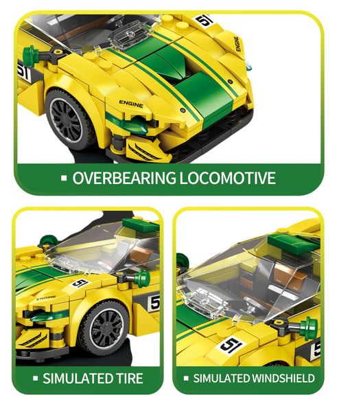 Zestaw Klocków Technicznych Auto Sportowe Żółte 368El. zdjęcie 7