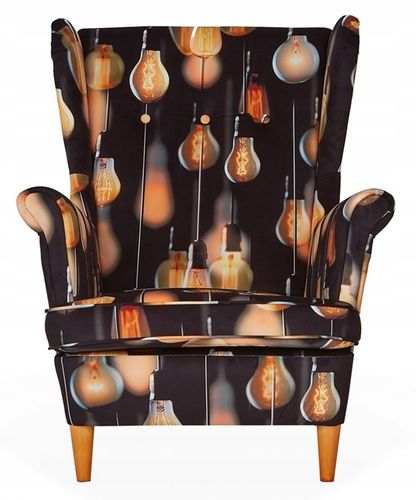 Fotel uszak ARI PRINT z podnóżkiem skandynawski  design na Arena.pl