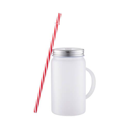 Kubek Mason Jar 500 ml ze słomką do sublimacji - mrożone szkło na Arena.pl