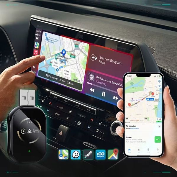 BEZPRZEWODOWY ADAPTER SAMOCHODOWY ANDROID AUTO APPLE CARPLAY 3W1 zdjęcie 7