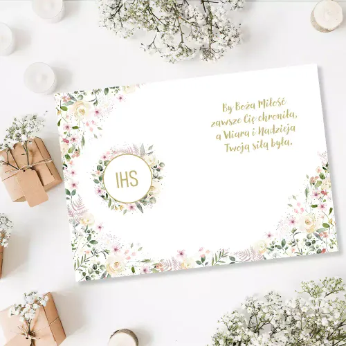 Karnet A5 Komunijny, Kielich W Kwiatach na Arena.pl