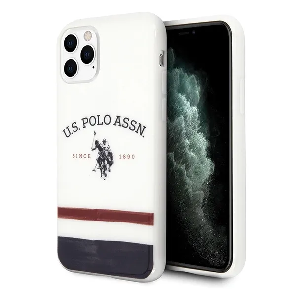 Etui U.S. Polo Assn. Tricolor Pattern Collection na iPhone 11 Pro - białe zdjęcie 1