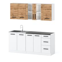 Meble Kuchenne Białe Z Drewnem Kuchnia Rest 2.0m Nowoczesny Zestaw Wotan