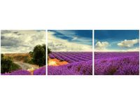 90X30CM LAWENDOWY KRAJOBRAZ TRÓJ OBRAZ