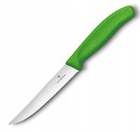 Nóż do steków pizzy ząbkowany z ostrym czubkiem dł. 120/232 mm - zielony
