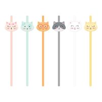 Słomki papierowe Kotki 6szt.