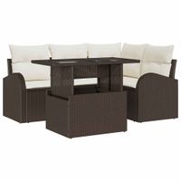 Zestaw Sof na Ogród 5 pcs Brązowy 100 x 55 x 73 cm Polirattan