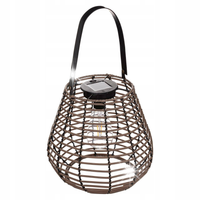 LAMPION SOLARNY OGRODOWY BRĄZOWY METALOWY Z UCHWYTEM WISZĄCY VIKY 24X26 CM
