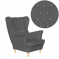 Fotel Uszak eko skóra Gaja Skandynawski Family meble szary siwy