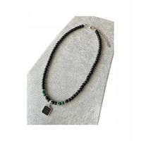 Naszyjnik męski czarne koraliki korale z kamienia naturalnego